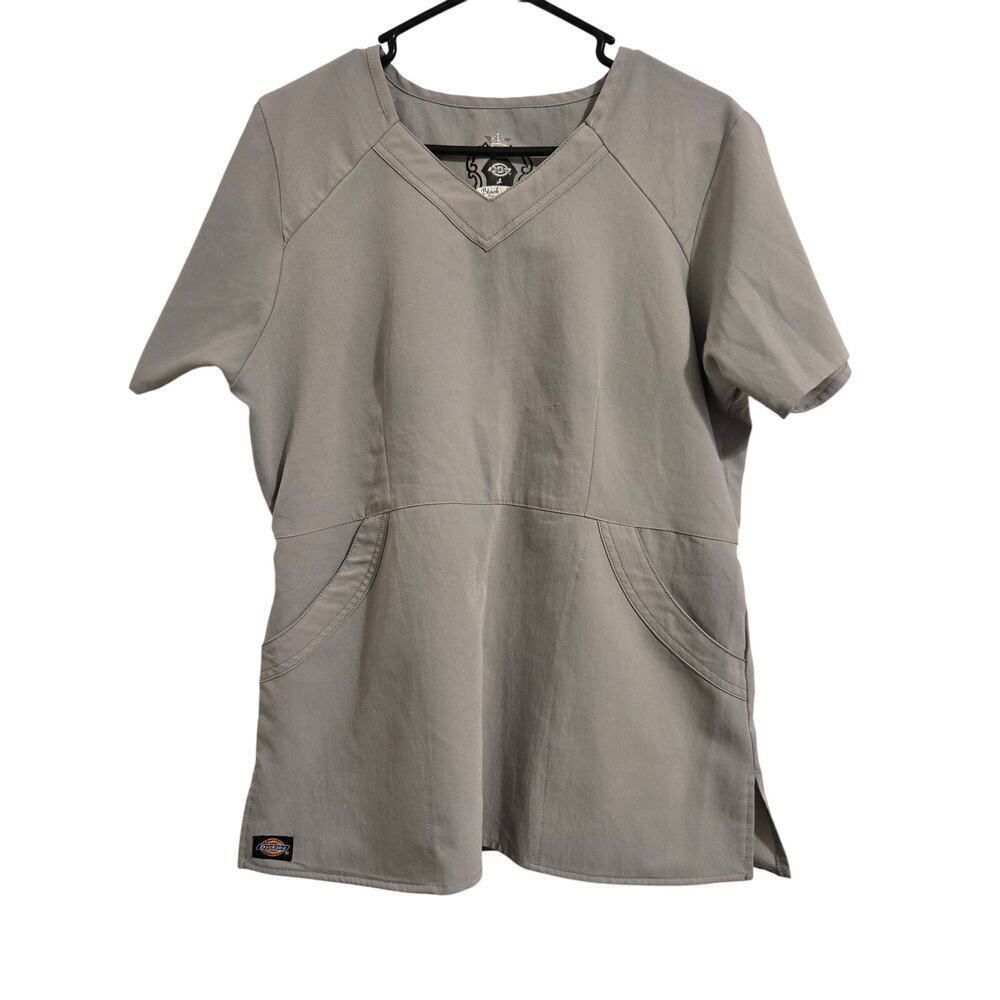 Dickies Black Label Scrub Top Unisex Size M Gray V-Neck Medical Uniform
